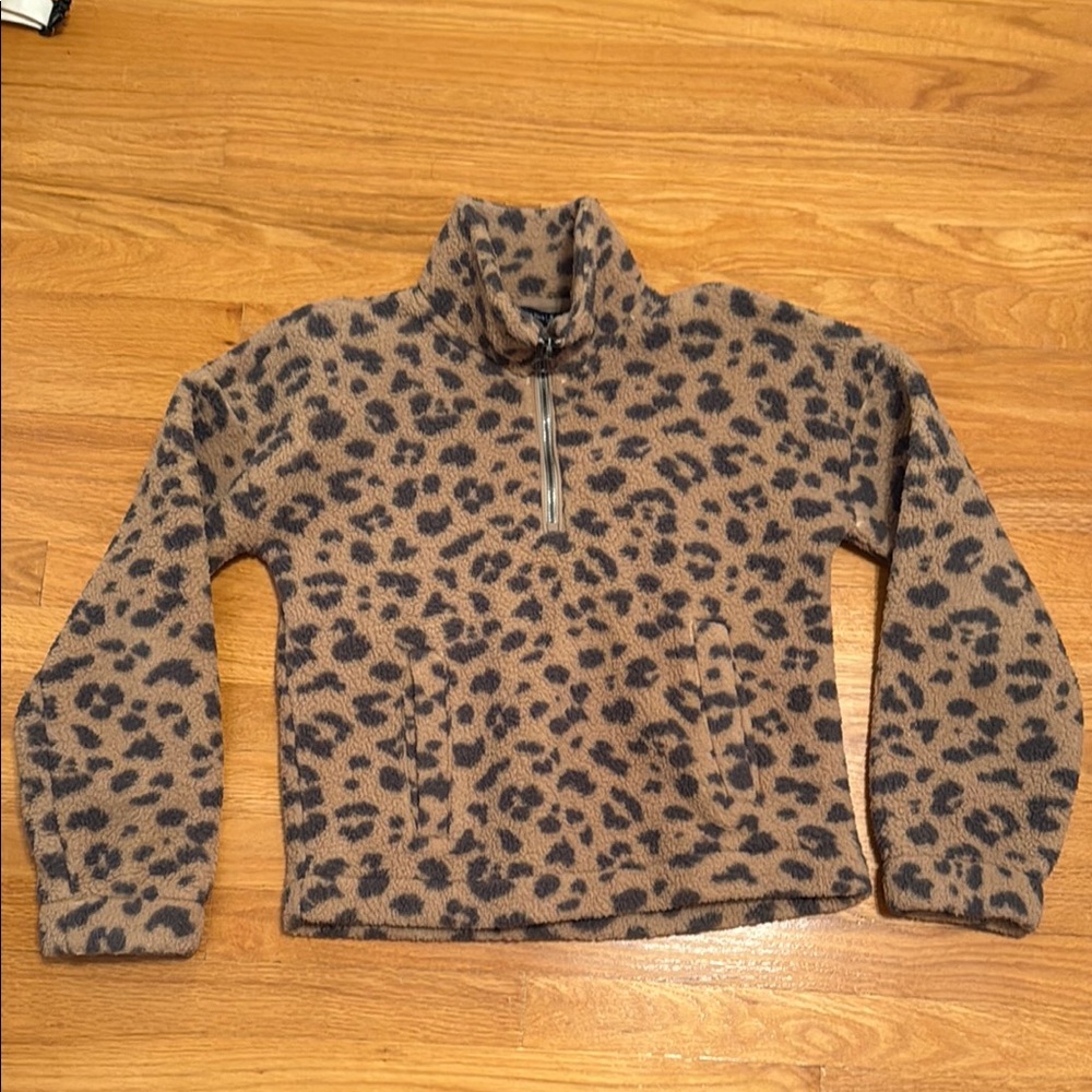 Abercrombie & Fitch Tan and Black Fleece Jacket